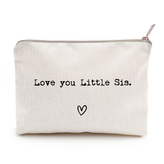Picture of Love you Little Sis, Sister Gift, Missing You, Send Love, Makeup Case, Toiletry Bag, Gift for Friend, Makeup Bag for Little Sis, Sister Birthday Gifts