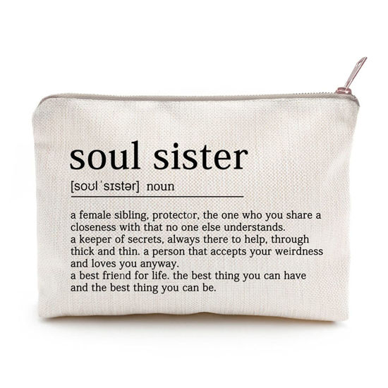 Picture of You Are Loved You Are Enough Makeup Case Self-Worth Cosmetic Bag Positive Affirmation Toiletry Bag Gift Motivation Quotes Sister Gift (Soul Sister)