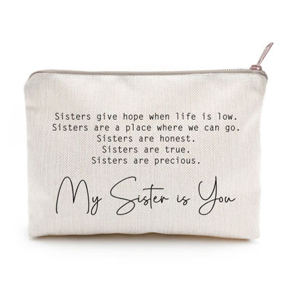 Picture of You Are Loved You Are Enough Makeup Case Self-Worth Cosmetic Bag Positive Affirmation Toiletry Bag Gift Motivation Quotes Sister Gift (Sister is you)
