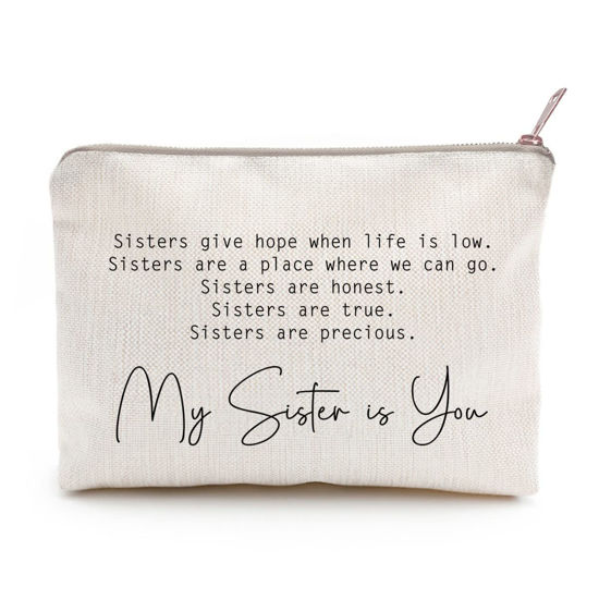 Picture of You Are Loved You Are Enough Makeup Case Self-Worth Cosmetic Bag Positive Affirmation Toiletry Bag Gift Motivation Quotes Sister Gift (Sister is you)
