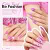 Picture of Modelones Gel Nail Polish Set 6 Colors Pink Gel Polish Glitter Hot Pink Purple Shades Mermaid Pink Love-heart Glitter Gel Polish Shimmer Soak Off LED Spring Valentines Nail Art DIY Gift For Women Girl