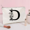 Picture of Monogram Toiletry Makeup Bag Personalized Travel Cosmetic Bag Floral Initial Cosmetic Bag, Personalized Floral Makeup Bag, Initial Cosmetic Bag, Custom Make Up Bag, Floral Bag (D)