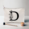 Picture of Monogram Toiletry Makeup Bag Personalized Travel Cosmetic Bag Floral Initial Cosmetic Bag, Personalized Floral Makeup Bag, Initial Cosmetic Bag, Custom Make Up Bag, Floral Bag (D)