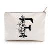 Picture of Monogram Toiletry Makeup Bag Personalized Travel Cosmetic Bag Floral Initial Cosmetic Bag, Personalized Floral Makeup Bag, Initial Cosmetic Bag, Custom Make Up Bag, Floral Bag (F)