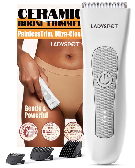 Picture of Bikini Trimmer for Women Pubic Trimmer for Women -Shaving & Grooming Sets Kit with 3 Guards and LADYSPOT™ Replaceable Hypoallergenic Ceramic Blade,Electric Hair Trimmer Shaver(White Women's Version)