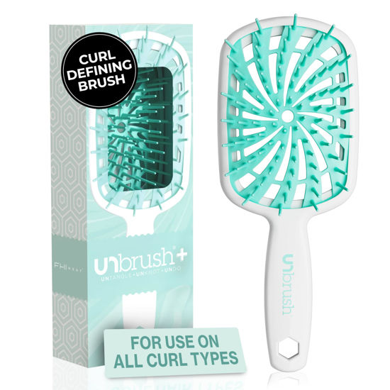 Picture of FHI Heat UNbrush Plus - Curly Hair Brush for Gentle & Effective Detangling on Wet or Dry Fragile Hair Types - Detangler Brush w/ 84 UltraFlex Bristles, Ultra-light, Vented, Anti Static Hairbrush