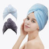 Picture of M-bestl 2 Pack Hair Drying Towels, Hair Towel Wrap,Absorbent Microfiber Hair Towel Turban with Button Design to Dry Hair More Quicker(Dark Gray& Blue)