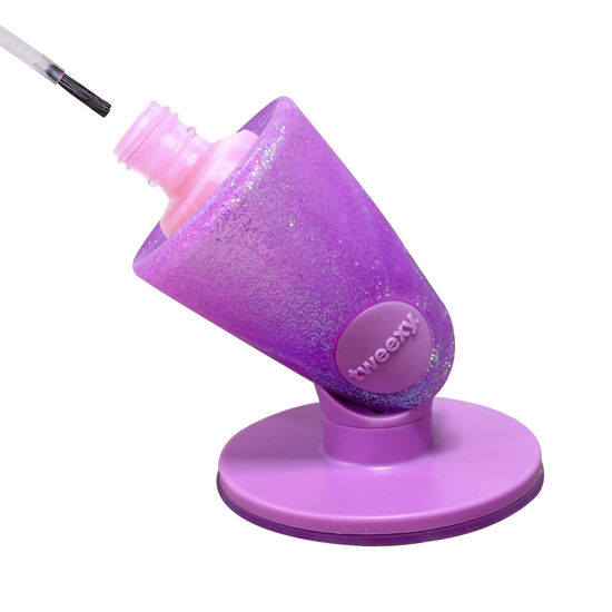 Picture of tweexy Hinge Untippable Nail Polish Bottle Holder | Anti-Spill Nail Polish Holder Stand, Tilted, Smartgrip Airlock Suction | Fingernail Painting, Nail Art, Manicure & Pedicure, Nail Polish Accessories (Opal Sparkle)