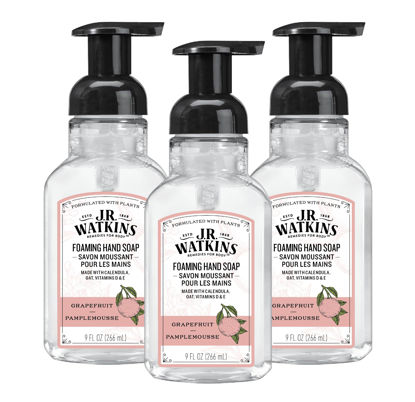 Picture of J.R. Watkins Foaming Hand Soap with Pump Dispenser, Moisturizing Foam Hand Wash, All Natural, Alcohol-Free, Cruelty-Free, Grapefruit, 9 fl oz, 3 Pack