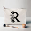 Picture of Monogram Toiletry Makeup Bag Personalized Travel Cosmetic Bag Floral Initial Cosmetic Bag, Personalized Floral Makeup Bag, Initial Cosmetic Bag, Custom Make Up Bag, Floral Bag (R)