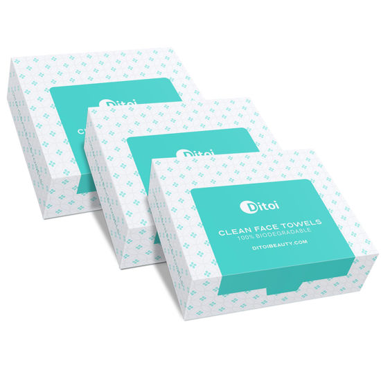 Picture of Ditoi Face Towels, 10"×12" Disposable Face Towel, Face Towelettes XL, Ultra Soft Makeup Remover Dry Wipes, Thick Face Towel for Travel, 45 Count (3 Pack)