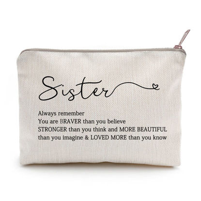 Picture of You Are Loved You Are Enough Makeup Case Self-Worth Cosmetic Bag Positive Affirmation Toiletry Bag Gift Motivation Quotes Sister Gift (Sister)