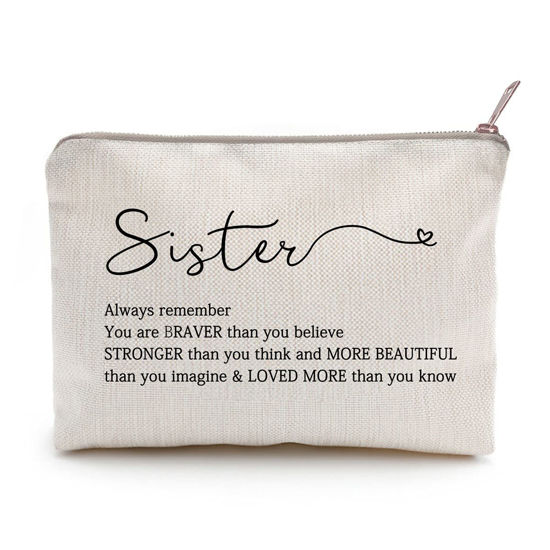 Picture of You Are Loved You Are Enough Makeup Case Self-Worth Cosmetic Bag Positive Affirmation Toiletry Bag Gift Motivation Quotes Sister Gift (Sister)