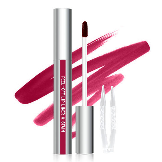 Picture of Cilrofelr Peel Off Lip Liner Stain, Long Wear Tattoo Lip Liner with Tweezer, Peel Off Lip Stain with Matte Finish, Long Lasting, Waterproof, Transfer-proof, Highly Pigmented Color (Berry)