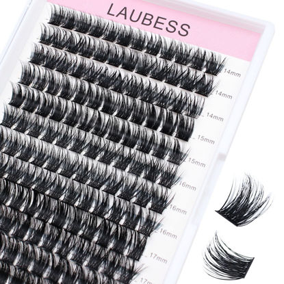 Picture of Individual Lashes 14-18mm 144pcs Cluster Lashes Mixed Tray Volume Eyelash Clusters DIY Lash Extension Kit Soft Lash Clusters Fluffy Mink Cluster Eyelash Extensions (03-0.07D, 14-18mm)