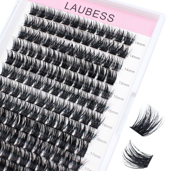 Picture of Individual Lashes 14-18mm 144pcs Cluster Lashes Mixed Tray Volume Eyelash Clusters DIY Lash Extension Kit Soft Lash Clusters Fluffy Mink Cluster Eyelash Extensions (03-0.07D, 14-18mm)