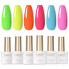 Picture of GAOY Neon Green Pink Gel Nail Polish Set, 6 Colors Glow in Dark Blue Orange Yellow Soak Off UV Light Cure Gel Polish Kit for Salon and Nail Art DIY at Home