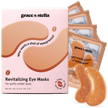 Picture of grace & stella Caffeine Under Eye Patches - Awakening Eye Patches for Puffy Eyes and Dark Circles - Under Eye Mask Patches with Niacinamide & Hyaluronic Acid - Vegan, Cruelty-Free, 24 Pairs
