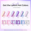 Picture of modelones Gel Nail Polish, 6 Colors Shimmer Pearl White Pink Purple Mermaid Nail Drawing Glitter Gel Polish with Dotting Pen Soak Off Led Nail Gel Polish Swirl Shell Thread Effect DIY Mani Gift