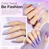 Picture of modelones Gel Nail Polish, 6 Colors Shimmer Pearl White Pink Purple Mermaid Nail Drawing Glitter Gel Polish with Dotting Pen Soak Off Led Nail Gel Polish Swirl Shell Thread Effect DIY Mani Gift