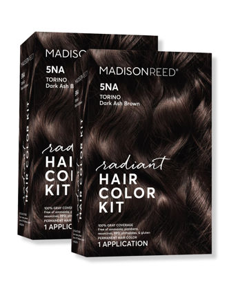 Picture of Madison Reed Radiant Hair Color Kit, Dark Ash Brown for 100% Gray Coverage, Ammonia-Free, 5NA Torino Brown, Permanent Hair Dye, Pack of 2