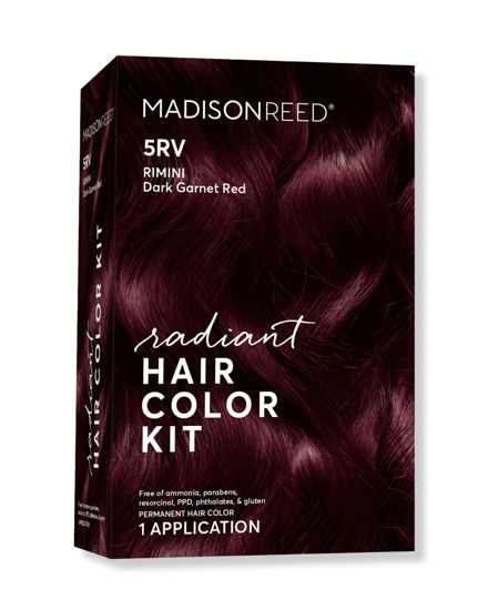 Picture of Madison Reed Radiant Hair Color Kit, Dark Garnet Red for 100% Gray Coverage, Ammonia-Free, 5RV Rimini Garnet, Permanent Hair Dye, Pack of 1