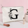 Picture of Monogram Toiletry Makeup Bag Personalized Travel Cosmetic Bag Floral Initial Cosmetic Bag, Personalized Floral Makeup Bag, Initial Cosmetic Bag, Custom Make Up Bag, Floral Bag (G)