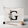 Picture of Monogram Toiletry Makeup Bag Personalized Travel Cosmetic Bag Floral Initial Cosmetic Bag, Personalized Floral Makeup Bag, Initial Cosmetic Bag, Custom Make Up Bag, Floral Bag (G)