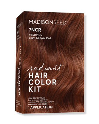 Picture of Madison Reed Radiant Hair Color Kit, Light Copper Red for 100% Gray Coverage, Ammonia-Free, 7NCR Vesuvius Red, Permanent Hair Dye, Pack of 1