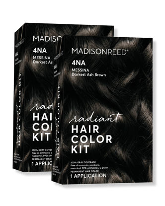 Picture of Madison Reed Radiant Hair Color Kit, Darkest Ash Brown for 100% Gray Coverage, Ammonia-Free, 4NA Messina Brown, Permanent Hair Dye, Pack of 2