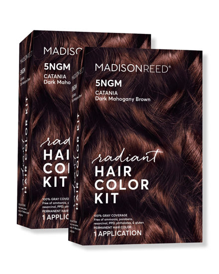 Picture of Madison Reed Radiant Hair Color Kit, Dark Cinnamon Brown for 100% Gray Coverage, Ammonia-Free, 5NGM Catania Brown, Permanent Hair Dye, Pack of 2