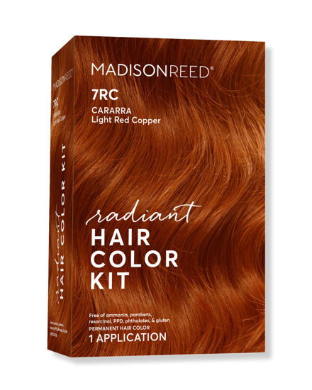 Picture of Madison Reed Radiant Hair Color Kit, Light Red Copper for 100% Gray Coverage, Ammonia-Free, 7RC Carrara Crimson, Permanent Hair Dye, Pack of 1