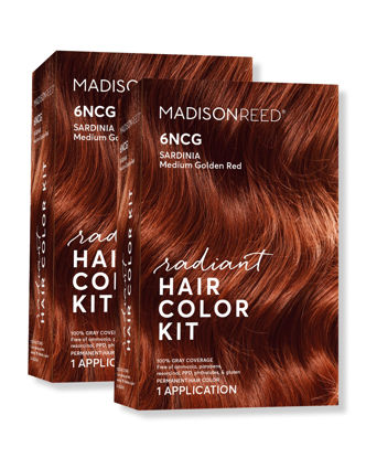 Picture of Madison Reed Radiant Hair Color Kit, Medium Amaretto Red for 100% Gray Coverage, Ammonia-Free, 6NCG Sardinia Red, Permanent Hair Dye, Pack of 2