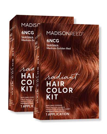 Picture of Madison Reed Radiant Hair Color Kit, Medium Amaretto Red for 100% Gray Coverage, Ammonia-Free, 6NCG Sardinia Red, Permanent Hair Dye, Pack of 2