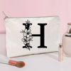 Picture of Monogram Toiletry Makeup Bag Personalized Travel Cosmetic Bag Floral Initial Cosmetic Bag, Personalized Floral Makeup Bag, Initial Cosmetic Bag, Custom Make Up Bag, Floral Bag (H)