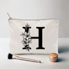 Picture of Monogram Toiletry Makeup Bag Personalized Travel Cosmetic Bag Floral Initial Cosmetic Bag, Personalized Floral Makeup Bag, Initial Cosmetic Bag, Custom Make Up Bag, Floral Bag (H)