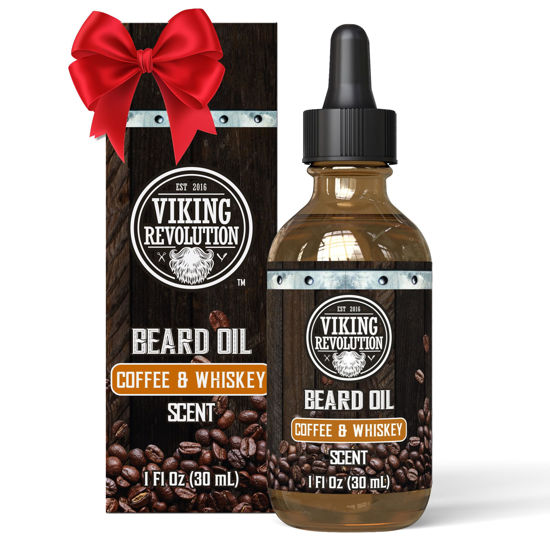 Picture of Viking Revolution Coffee Whiskey Beard Oil for Men -Natural Mens Beard Oil with Argan Oil and Jojoba Oil -Beard Softener,Strengthens and Moisturizes- Beard Conditioner for Men(Coffee Whiskey, 1 Pack)