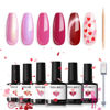 Picture of modelones Gel Nail Polish Set, 6 Colors Pitaya Hot Pink Gel Polish Mermaid Pink Red Love-heart Glitter Gel Polish Red Cat Eye Nail Gel Polish W Magnet & Pen Soak Off LED Valentines Nail Art DIY Gift