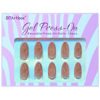 Picture of BTArtbox Press On Nails Almond - Press On nails with 3D Gold Lines Design, Medium Glue On Nails with Nail Glue, Gold Swirl Stick On Nails in 15 Sizes, Radiant Ribbons