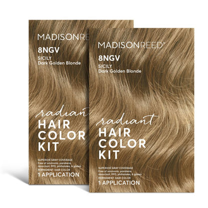 Picture of Madison Reed Radiant Hair Color Kit, Dark Champagne Blonde for Superior Gray Coverage, Ammonia-Free, 8NGV Sicily Blonde, Permanent Hair Dye, Pack of 2