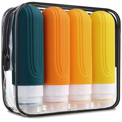 Picture of Mrsdry Travel Bottles for Toiletries, Tsa Approved 3oz Travel Size Containers BPA Free Leak Proof Refillable Liquid Silicone Squeezable Travel Accessories for Shampoo Conditioner Lotion (4 Pack)