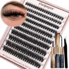 Picture of Focipeysa Fluffy Lash Clusters Kit D Curl Lashes Extensions Thick Volume Eyelash Clusters DIY Eyelash Extension with Lash Glue Lash Bond and Seal 10-16mm Fluffy Cluster Eyelash Extension DIY Lashes
