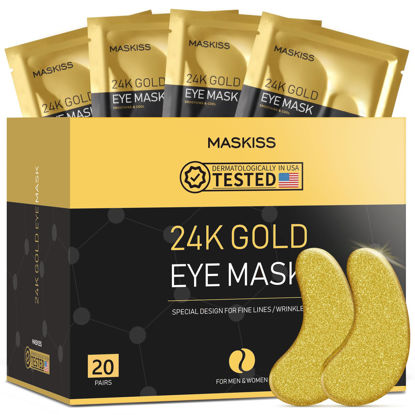 Picture of Maskiss 24k Gold Under Eye Patches (20 Pairs), eye mask, Collagen Skin Care Products, Eye Patches for Puffy Eyes, eye masks for dark circles and puffiness