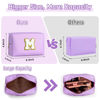 Picture of TOPEAST Preppy Patch Makeup Bag, Chenille Letter Pouch Cosmetic Bag, PU Leather Waterproof Toiletry Bag, Personalized Birthday Gift for Women Girl, Cute Stuff for Girls (Purple B)