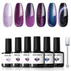 Picture of Modelones Gel Nail Polish Set, 6 Colors Purple-Red/Black/Blue Sparkle Chameleon Glitter Gel Polish Fall Winter Purple-Black Color Changing 9D Cat Eye Nail Gel polish W Magnet Soak Off LED Nail Art Gel