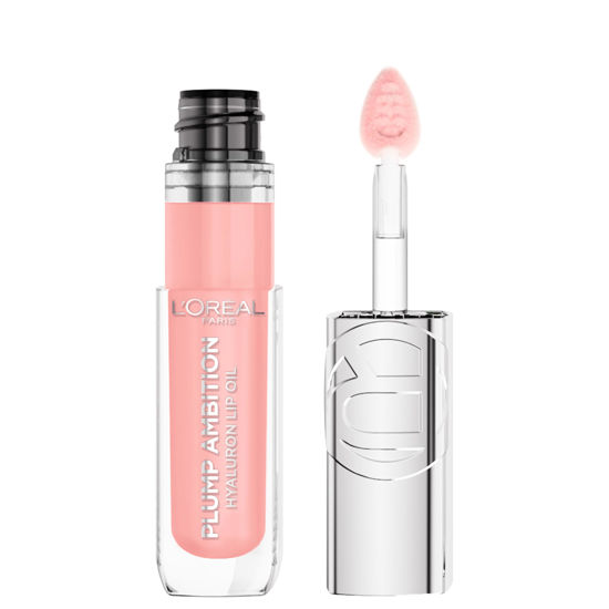 Picture of L’Oréal Paris Plump Ambition Hyaluron Lip Oil, 24 HR Lip Care with Hyaluronic Acid, Volumizing Lip Makeup with Glass-Like Shine, Milky Nu 201, 0.16 Fl Oz