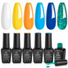 Picture of beetles Gel Polish Set, 6 Colors Yellow White Orange Blue Gel Polish Kit, Glitter Green Nail Polish Soak Off Nail Lamp Nail Art Manicure Kit, DIY Home Salon Gifts for Women