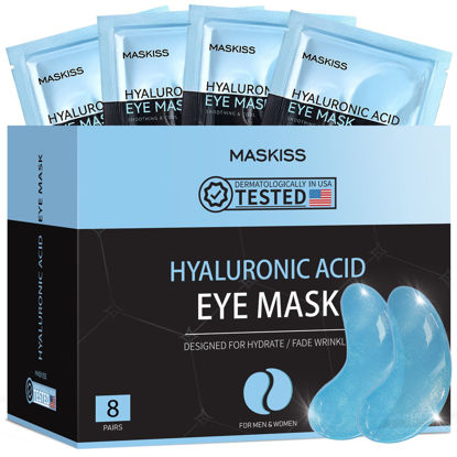 Picture of Maskiss Under Eye Patches (8 Pairs), Hyaluronic Acid Eye Masks for Dark Circles Puffy Eyes Undereye Bags, Collagen Eye Patches for Wrinkles and Hydrate, Eye Skincare Valentine's Day Gift for Her