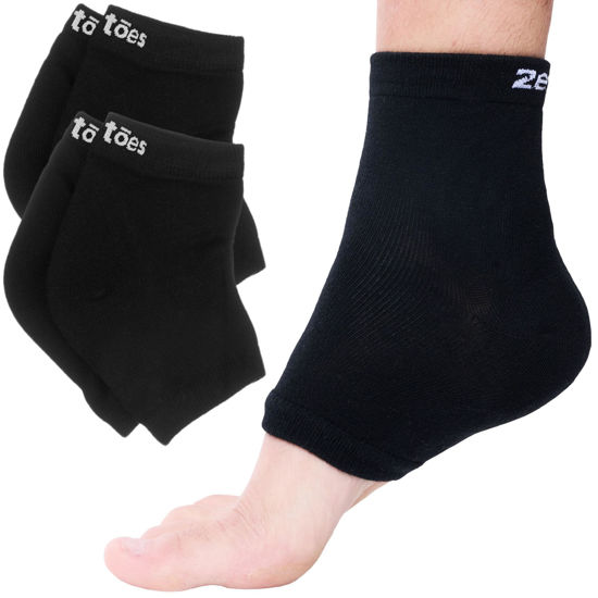 Picture of ZenToes Moisturizing Sleep Socks with Vitamin E, Olive Oil and Jojoba Seed Oil to Soften and Hydrate Dry Cracked Heels (Cotton Black, Regular)