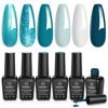 Picture of Beetles Blue Gel Nail Polish Set, 6 Colors Glitter Pearl Winter Gel Polish Mermaid Treasures Navy Blue Gel Polish Nail Art Design Soak off Uv Led Nail Lamp Nails Manicure